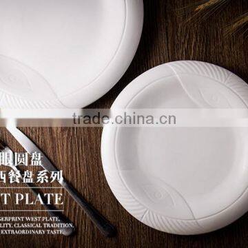 Ceramic dinner white eye pattern round Plate and dish for restaurant