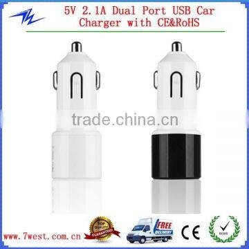 5V 2.1A Dual USB Car Charger for iphone 6,Universal Phone Car Charger with CE&RoHS