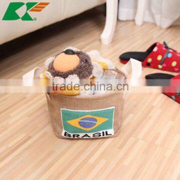 2015 Contemporary and Contracted Jute Brazil Flag Storage Baskets Storage Barrel