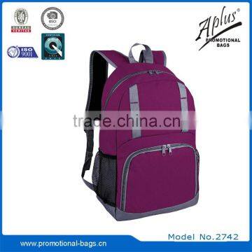 Melange Polyester With Front Zipper Pocket School Backpack photo-2