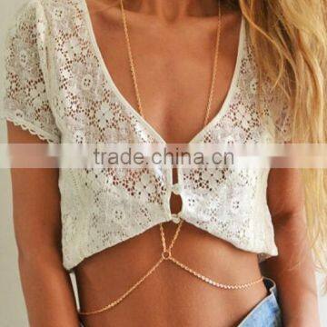 Europe Style Women Simple Fashion Crossover Necklace Sex Body Chain Necklace