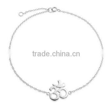 Newest Religious Lead And Nickel Free Silver Plated Aum Om Yoga Symbol Anklet