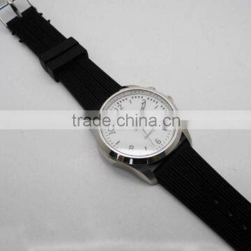 High quality silicone band men's white dial quartz movt analog watch