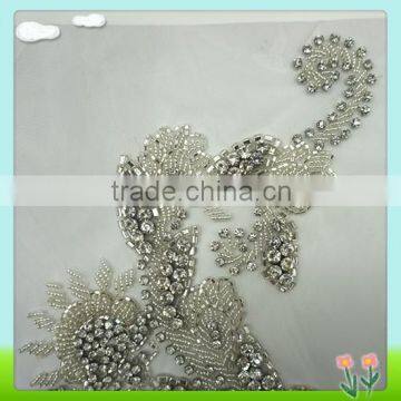 2015 Newest Sew on Tulle Flower Applique With Rhinestone photo-3