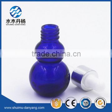 Unique 25ml cobalt blue calabush shaped e-liquid glass bottle