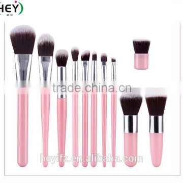 Hot Sell Vegan Wooden Handle Synthetic Hair 11PCS Travelling Makeup Brush Set