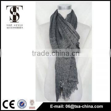 2016 Women Fashion Hot Warm Black Metallic Solid Color Viscose Scarf photo-3