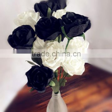 handmade paper rose, funeral decoration flower, black rose