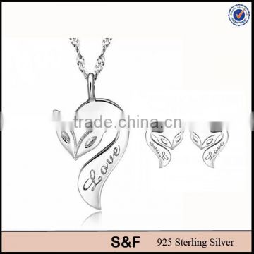 Fox shape jewelry set, 925 silver set