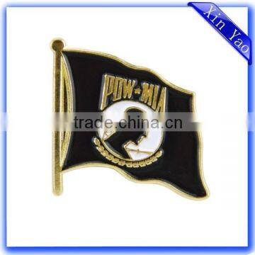 Factory stamped brass black enamel custom flag badge