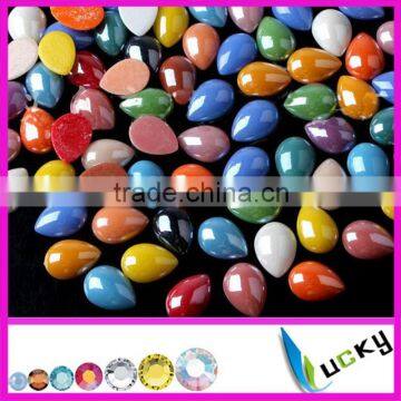 Wholesale mix color flat back drop shape CERAMIC beads shiny beads for PHONNE decoration