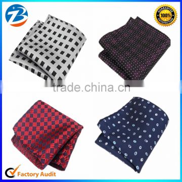 Wholesale Classical small check Polyester Silk Men's Handkerchief