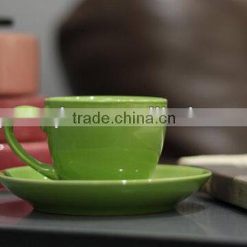 Hunan liling ceramic green cup and saucer