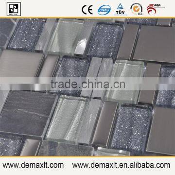 300x300mm Kitchen Back Splash Crystal Glass Mix Marble Mosaic Tile for Home Decorative photo-3