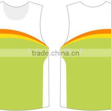 100% breathable polyester plain jersey sports singlets with number and team logo printed for gym