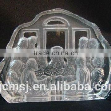 2015 hot sale 3D laser engraved crystal iceberg for religion Jesus glass sculpture