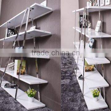 stainless steel shelf ,books displayed ,decoration for living room