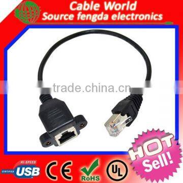 HOT Cat5e RJ45 Panel Mount Cablepanel mount RJ45 extension cable, bulkhead rj45 cable for computer ethernet interface extension