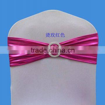 Rose Red Wedding Decoration Metallic Chair Band For Banquet