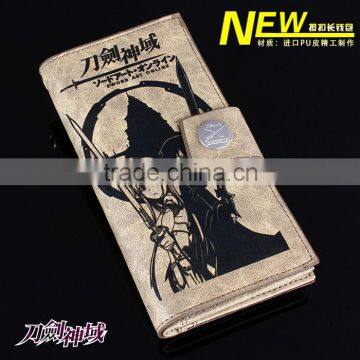 New Top Selling Sword Art Online Anime PU Leather Japanese Style Brown Wallet KK955