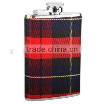 High quality stainless steel hip flask with leather wrap