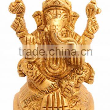 Handmade Sculpted Brass Hindu God Ganesh Ji - Religious & Spritual Idols Temples Home Gift Item Decorative