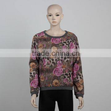 F5W14047 Flower Pattern Print Sweatshirt