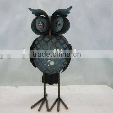 metal animal owl statue for garden decoration with LED