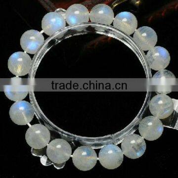 8mm natural genuine rainbow moonstone semi-precious beads stretch bracelets