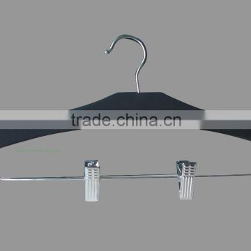 Black rubber clip hanger with soft finshing for pants/skit/coats with silver clips and hooks