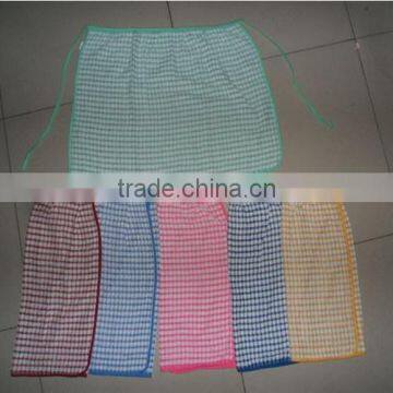 new design velour half waist yarn dye jacquard apron check apron for cooking