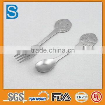 logo laser stainless set kid spoon fork cartoon