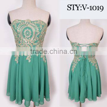 Exquisite green chiffon big size women A-line dress evening dresses long best lladies party wear gown