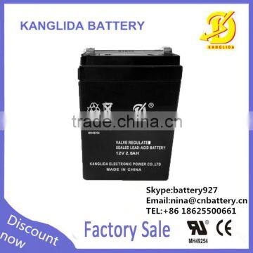 12v 2.6ah rechargeable storage vrla lead acid medical device battery CA1226