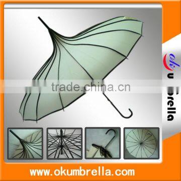 high quality 16 ribs dots trim pagoda umbrella