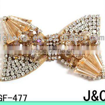 Beige Color Glass Beads Shoe Decorative Bow