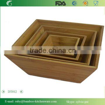 DT012/Natural Living Family Set Bamboo Wood Square Inlay Salad Party Bowl photo-4