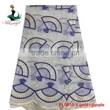 Haniye 2016 Latest High Quality Swiss Cotton Lace Fabric 100% Cotton Polish Lace With Stones/PLC010 photo-3