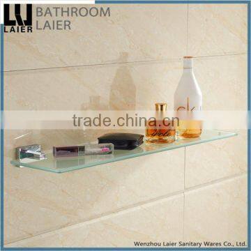 Simple Multi-Purpose Zinc Alloy Chrome Finishing Bathroom Sanitary Items Wall Mounted Double Glass Shelf