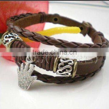 stylish braided genuine leather bracelets for students retro design