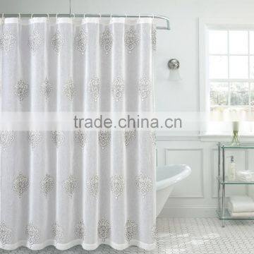 Grey color Polyester print fabric bathroom shower curtain panel