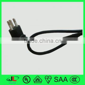 DongGuan Factory UC certified 4mm pin three pin 90 degree power cord plug Brazil three prong power cord