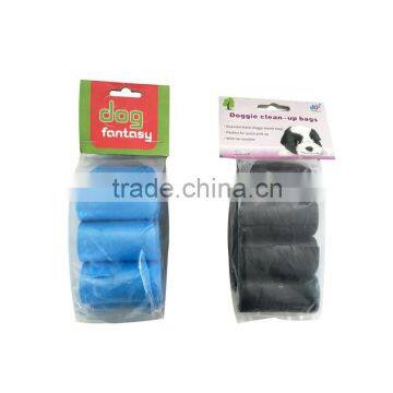 Plastic dog 7rollings waste bags pet garbage bags dog black or blue poop bag economic package