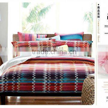 high quality 100% cotton reactive printed brushed fabric 3D bed sheet set bedding set wholesale