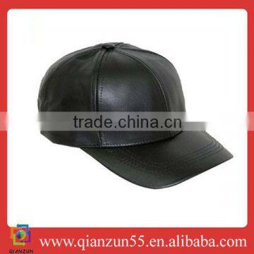 custom 6 panels black leather basball cap and hat