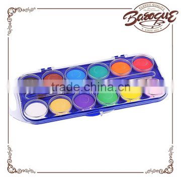 Hot Sale Kids Art Material Office Stationery With Brush Set 12 Colors Solid Watercolor Cake Colour