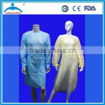 Medical Non Woven Disposable yellow Plastic Isolation Gowns