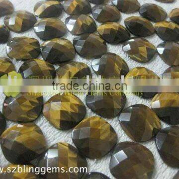 High quality gemstone Tiger eye faceted Cushion cabochon