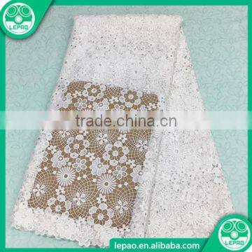 100% Polyester Teal Nigerian Cord Lace Wholesale Stock Fabric, Embroidered High Quality Cupion Lace Fabric for Women photo-5