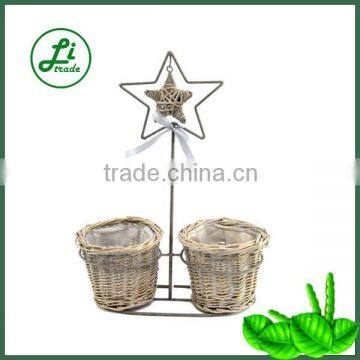 rustic style wicker basket for plant